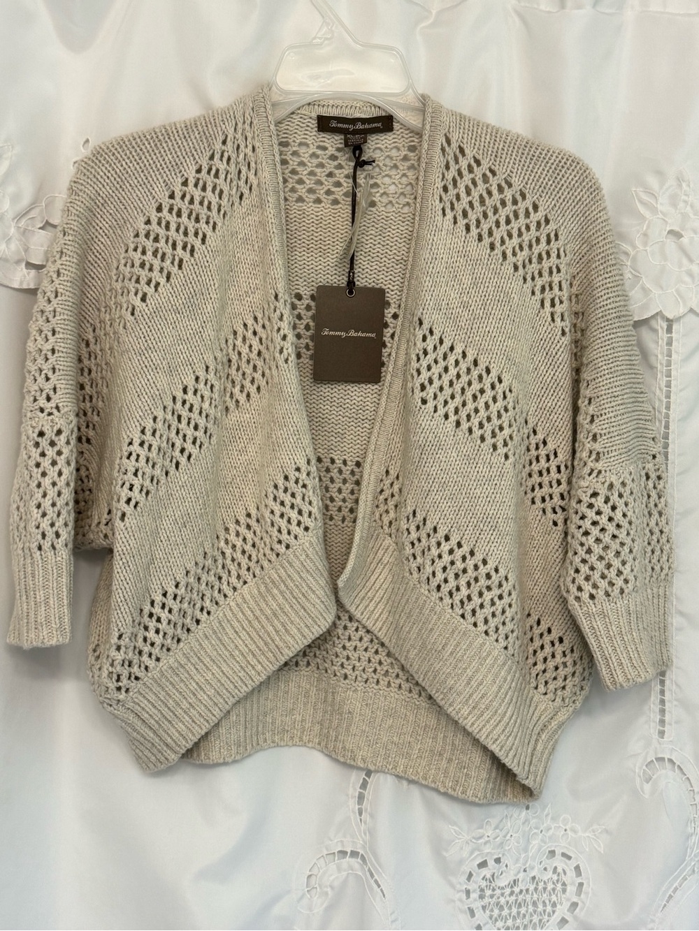 Tommy Bahama tan  Open-Knit shrug sweater